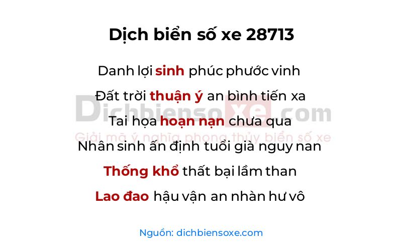 Dịch thơ biển số 28713