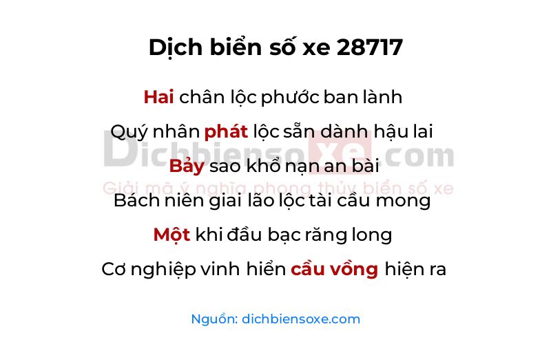 Dịch thơ biển số 28717