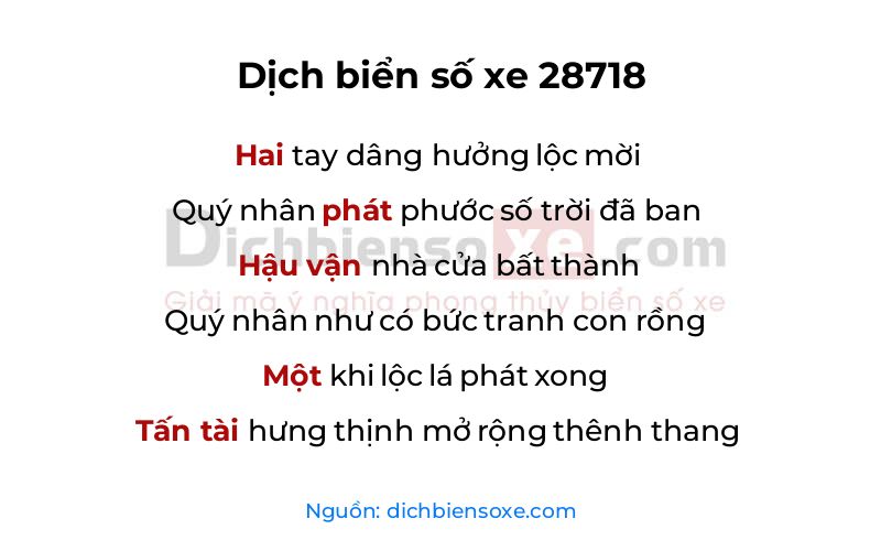 Dịch thơ biển số 28718
