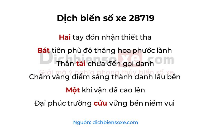Dịch thơ biển số 28719