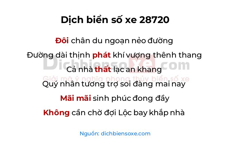 Dịch thơ biển số 28720