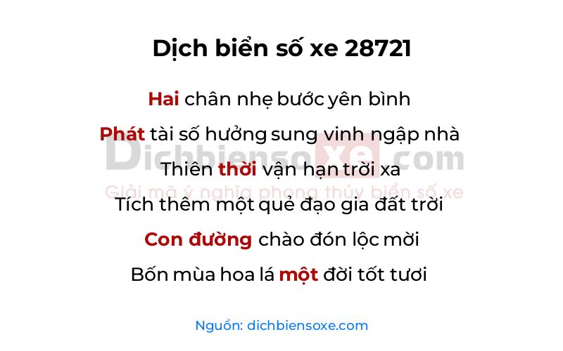 Dịch thơ biển số 28721