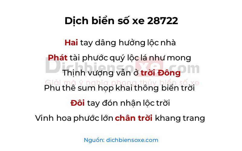 Dịch thơ biển số 28722