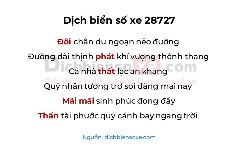 Dịch thơ biển số 28727