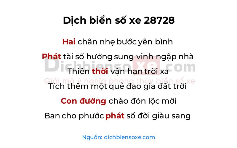 Dịch thơ biển số 28728