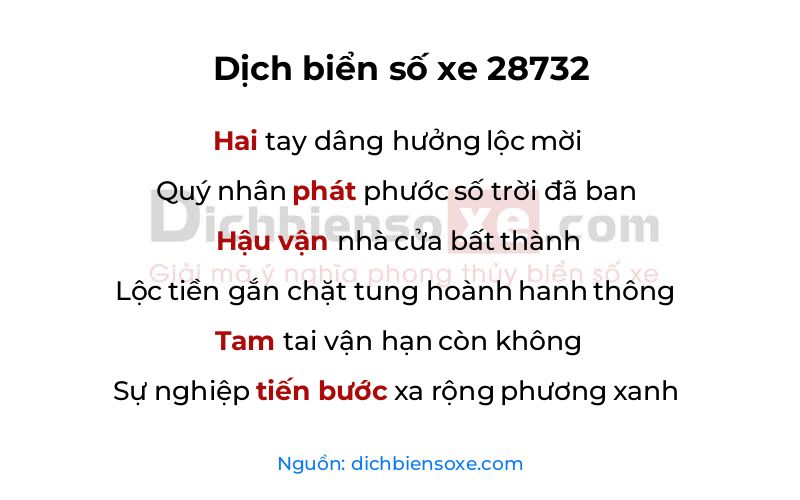 Dịch thơ biển số 28732