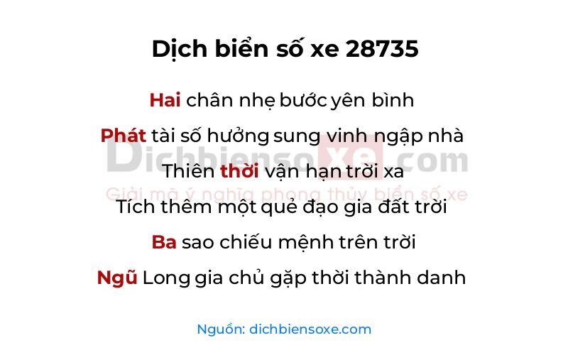 Dịch thơ biển số 28735