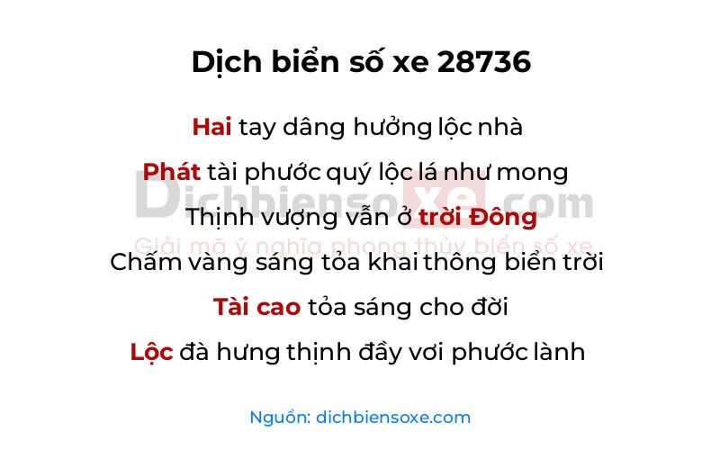 Dịch thơ biển số 28736