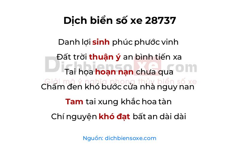 Dịch thơ biển số 28737