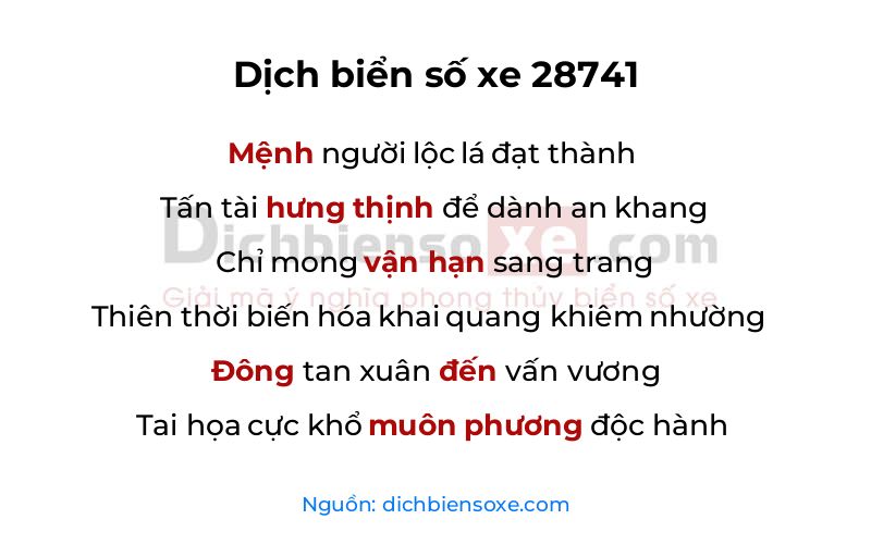 Dịch thơ biển số 28741