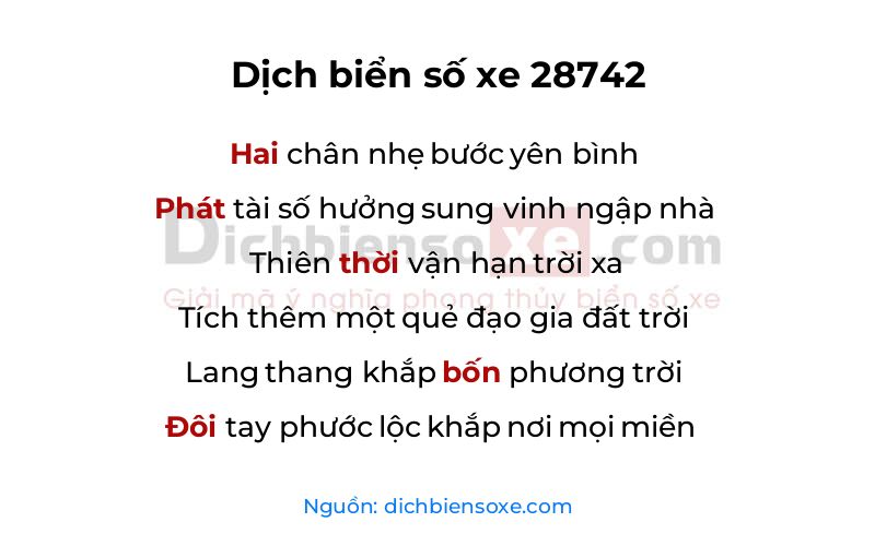 Dịch thơ biển số 28742