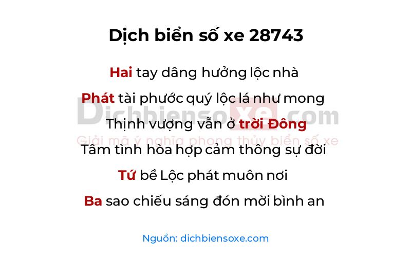 Dịch thơ biển số 28743