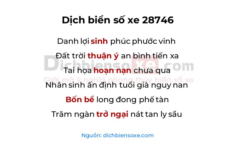 Dịch thơ biển số 28746