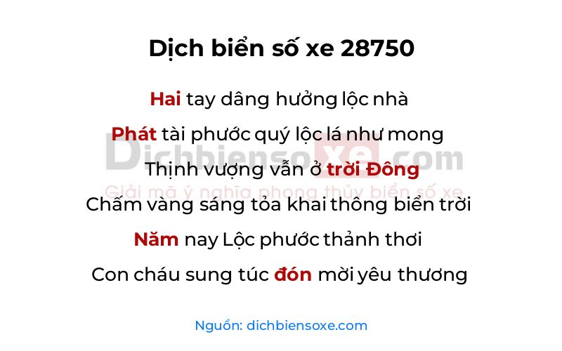 Dịch thơ biển số 28750
