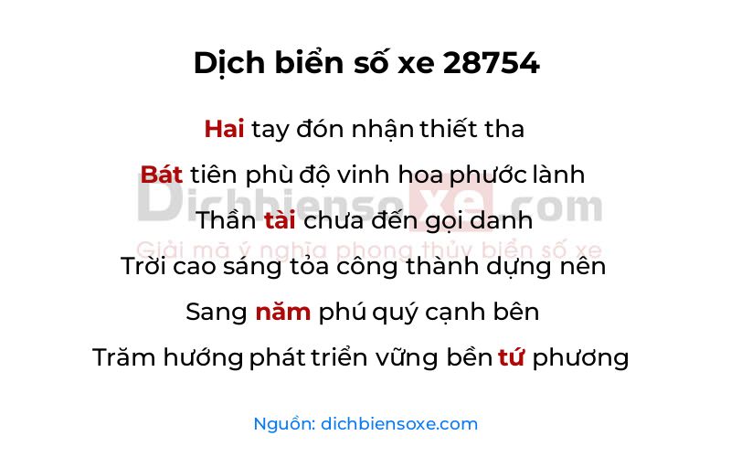 Dịch thơ biển số 28754