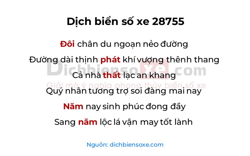 Dịch thơ biển số 28755