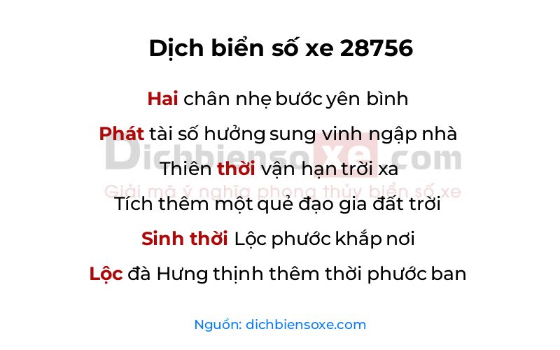Dịch thơ biển số 28756