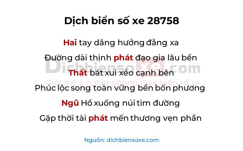 Dịch thơ biển số 28758