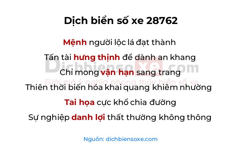 Dịch thơ biển số 28762