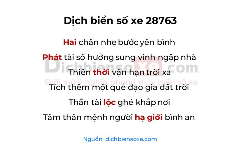 Dịch thơ biển số 28763