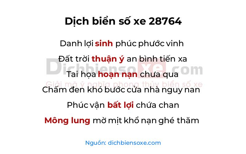 Dịch thơ biển số 28764