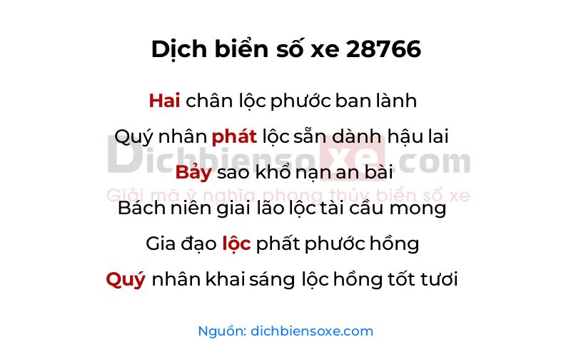 Dịch thơ biển số 28766