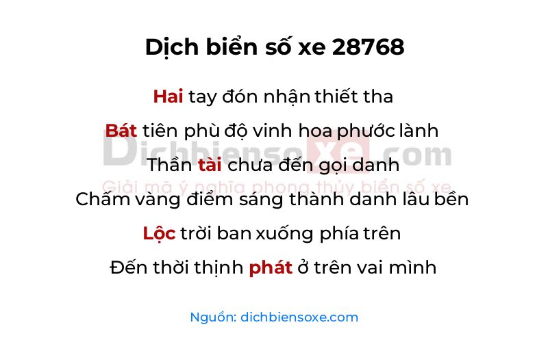 Dịch thơ biển số 28768