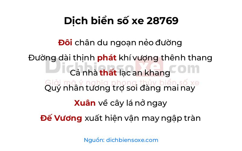 Dịch thơ biển số 28769