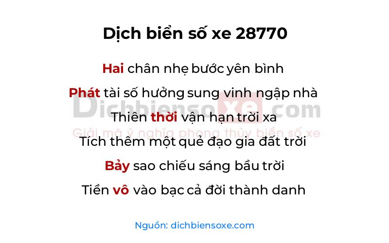 Dịch thơ biển số 28770
