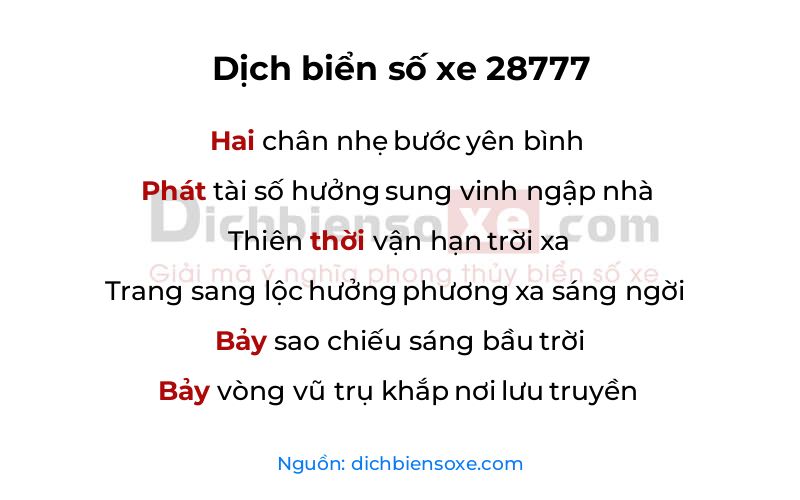 Dịch thơ biển số 28777