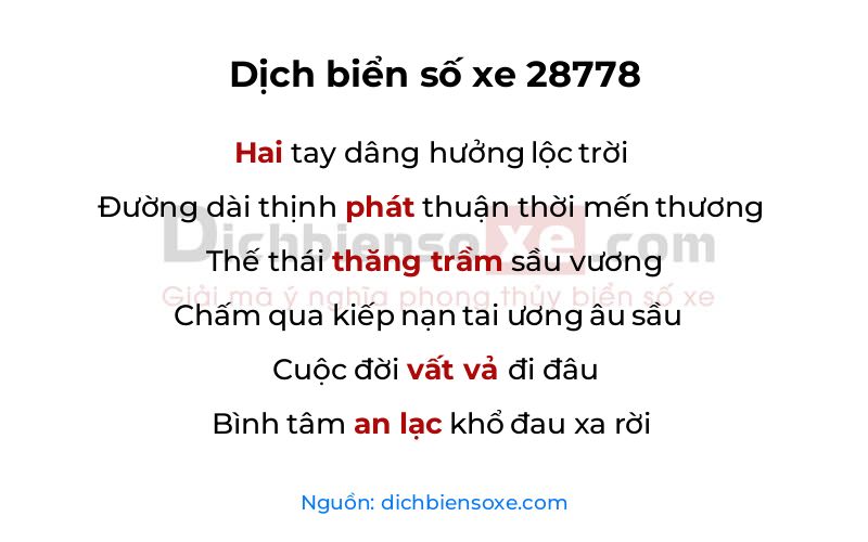 Dịch thơ biển số 28778