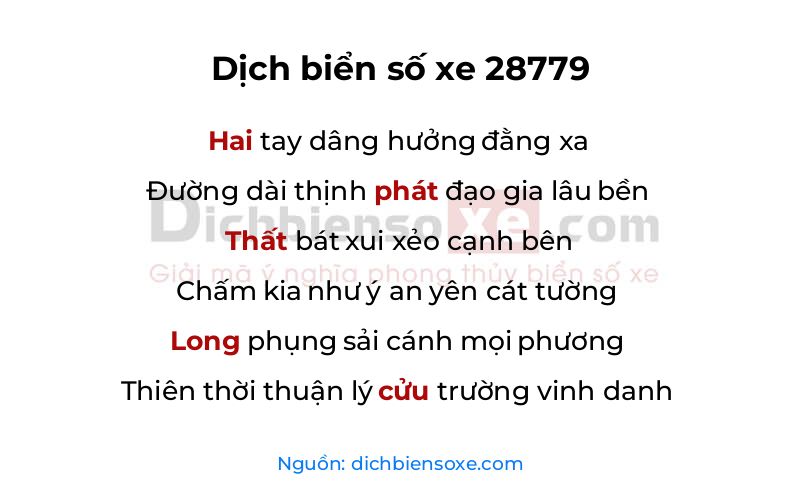 Dịch thơ biển số 28779