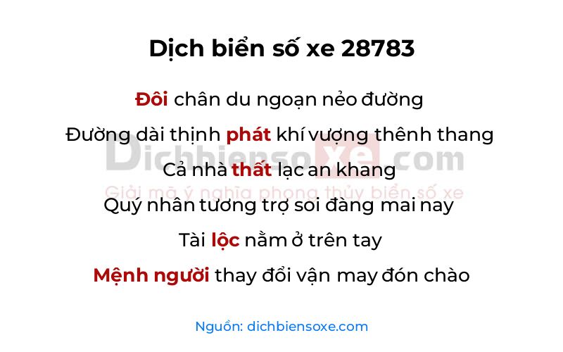 Dịch thơ biển số 28783
