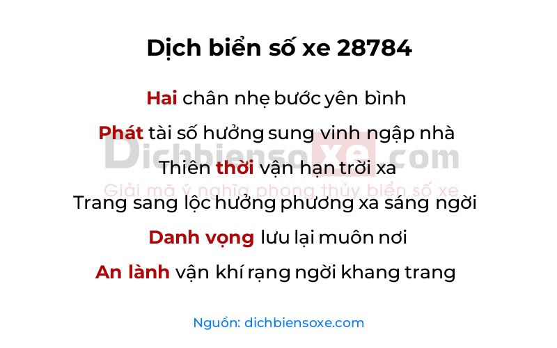Dịch thơ biển số 28784