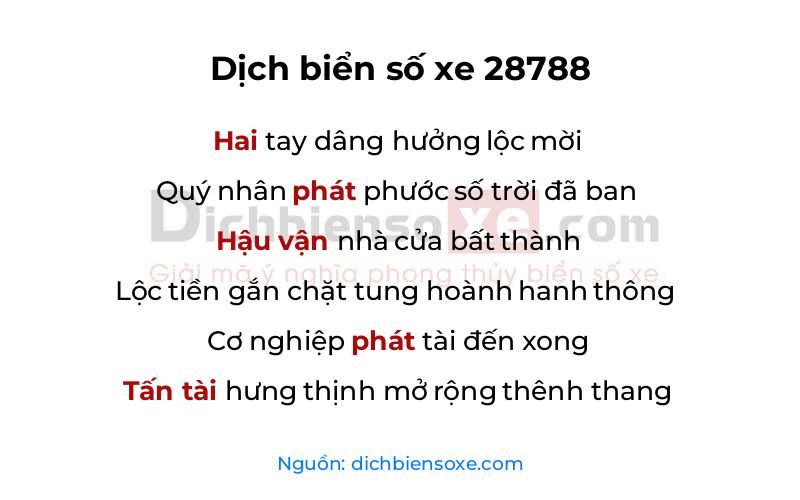Dịch thơ biển số 28788
