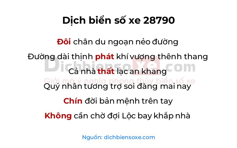 Dịch thơ biển số 28790