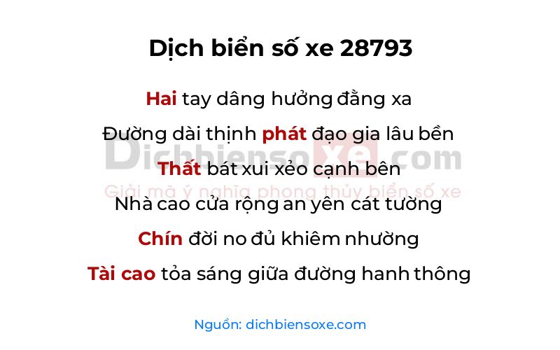 Dịch thơ biển số 28793