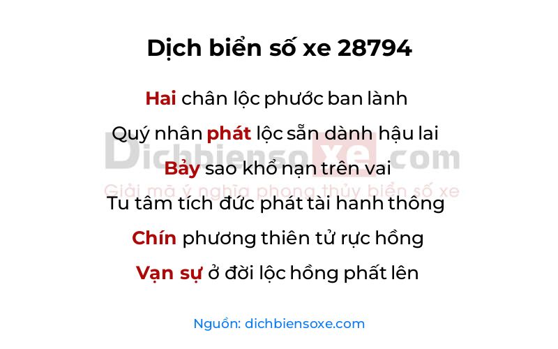 Dịch thơ biển số 28794