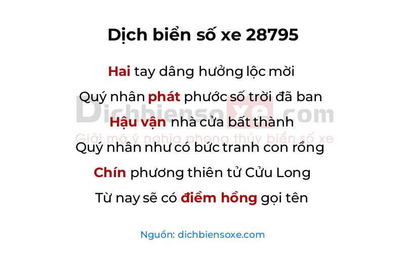 Dịch thơ biển số 28795