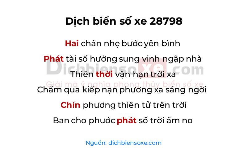 Dịch thơ biển số 28798