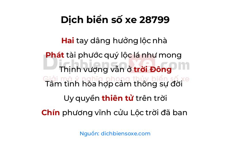 Dịch thơ biển số 28799