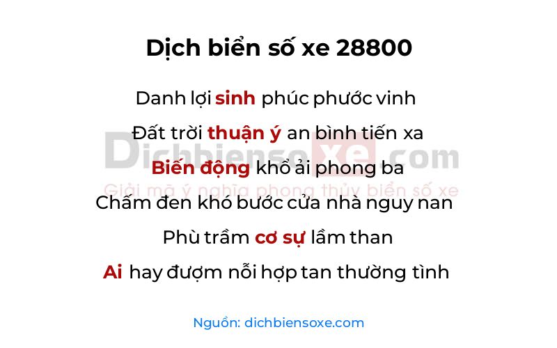 Dịch thơ biển số 28800