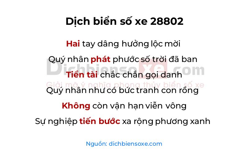 Dịch thơ biển số 28802