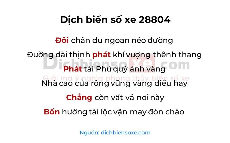 Dịch thơ biển số 28804