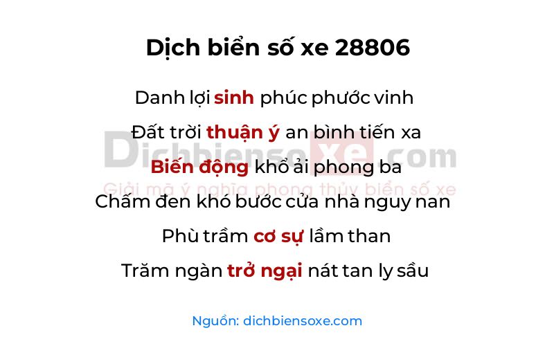 Dịch thơ biển số 28806