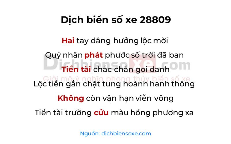 Dịch thơ biển số 28809