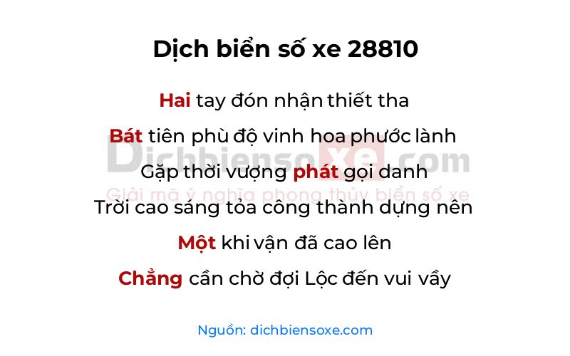 Dịch thơ biển số 28810
