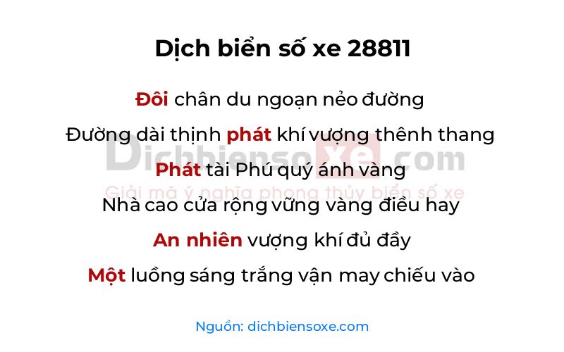 Dịch thơ biển số 28811