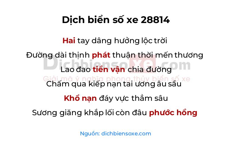 Dịch thơ biển số 28814