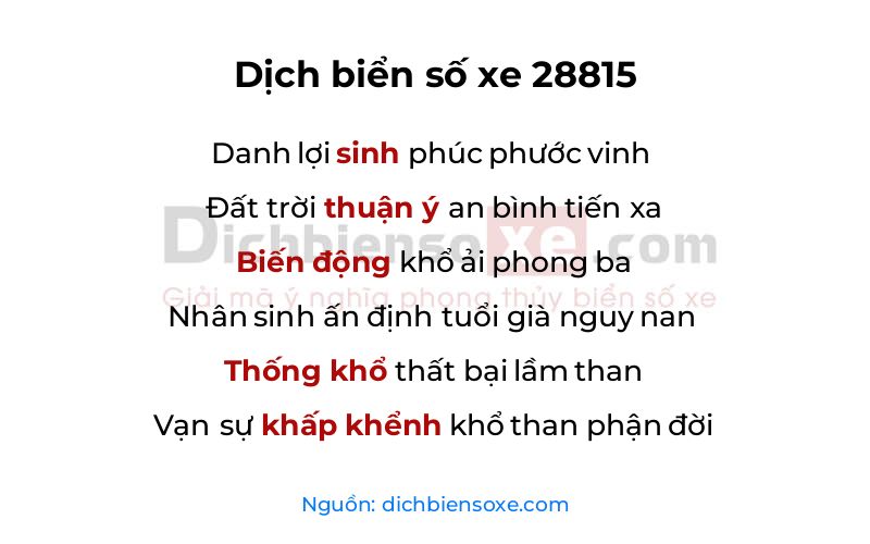Dịch thơ biển số 28815